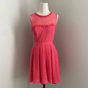 Hitherto Anthropologie Brand Pink Floral Lace Dress